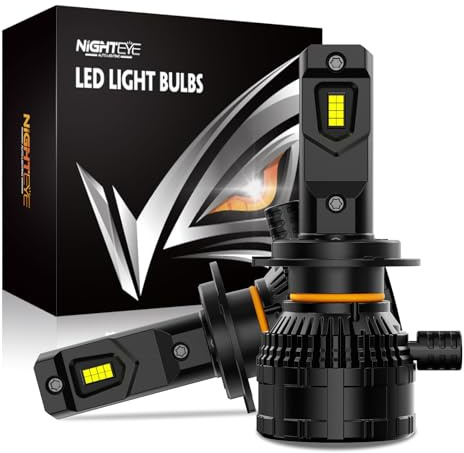 NIGHTEYE Ampoule LED H7 Phare, 42000LM Ventilateur Haute Vitesse, Lot de 2 | 200W, 6500K Blanc Froid, IP68, 100000H, Plug and Play, Remplacement Halogène