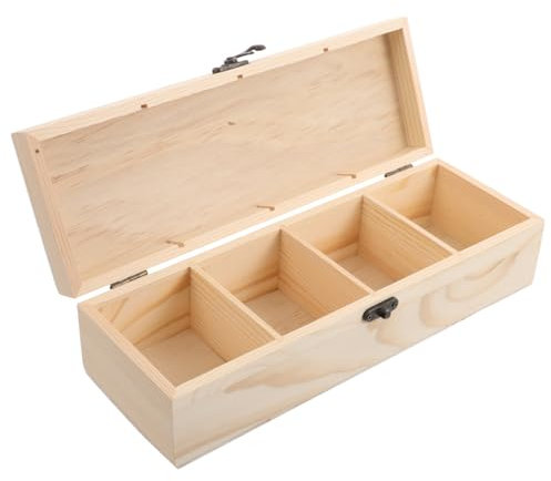 Ipetboom Boîte à Bijoux Rétro en Bois avec 4 Compartiments et Couvercle
