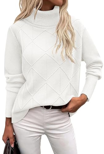 Zeagoo Women's Turtleneck Jumpers Elegant Long Sleeve Sweaters Warm Jumper | Roll Neck Knitted Pullover Tops Casual Loose Sweatshirts Fall Winter S-XXL