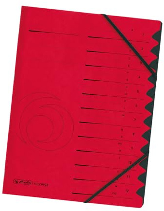 Produktbild Herlitz 10843324 Ordnungsmappe Quality 1-12, A4, rot, 12 Fächer mit Gummizug, 1 Stück (5, Rot)