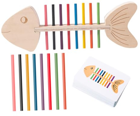 Abaodam Montessori Spielzeug für Kleinkinder Fisch Knochen Farbklassifizierungsspielzeug Sensorisches Spielzeug für Frühe Entwicklung Holzspielzeug zur Feinmotorik