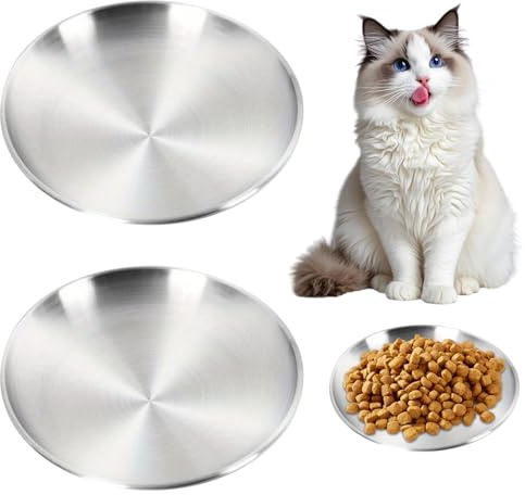 Deaguid Katzennapf aus Edelstahl, Metall-Katzennäpfe mit leiser Fütterung, Flecken-Stahl-Futternapf, Futternapf für Katzen, Hundenapf, 2 Stück