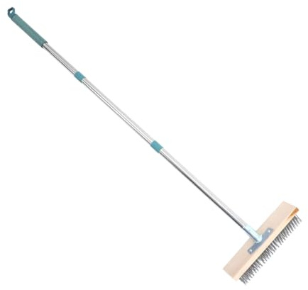Generic Spazzolone per con Lungo Acciaio Inossidabile per Pulizia Garage e Patio Set Testa per Superfici Ruvide e Macchie Difficili