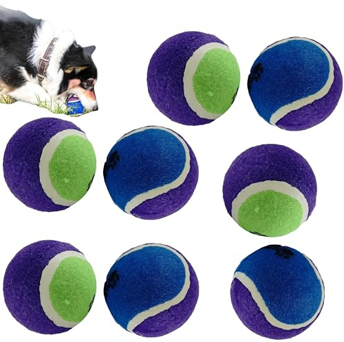 Ultra-langlebige Hundebälle für aggressive Kauer – 8 Stück Gummi-Fetchbälle mit Pfotenabdruck, sicheres, ungiftiges, kaufestes Hundespielzeug für mittelgroße und große Hunde, interaktives