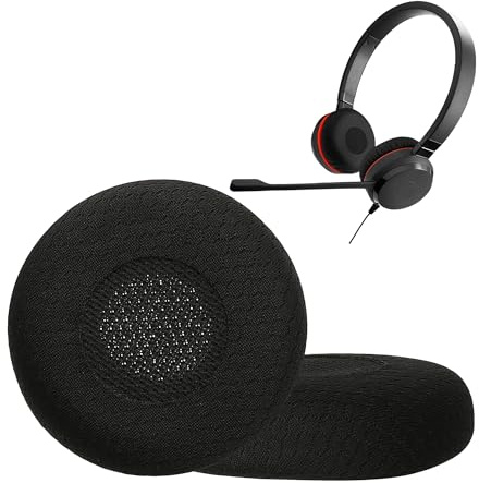 kwmobile 2x Cuscinetto Compatibile con Jabra Evolve 20 / 20se / 30 / 30II / 40/65 - Cuscinetti Sostitutivi Cuffie Headphones Over Ear in Rete Mesh - nero
