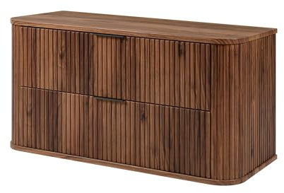 Badrumsskåp, ek–valnöt, 100 x 51,7 x 41,5 cm med lameller