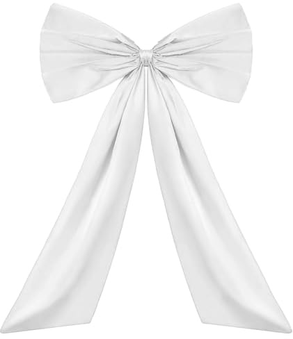 MeYuxg Große Satinschleife 58x100 cm, Exquisite Geschenkschleife Groß, Schleifen Deko für Partydekoration, Wanddekoration, Hochzeit & Heimdekoration (Weiß)