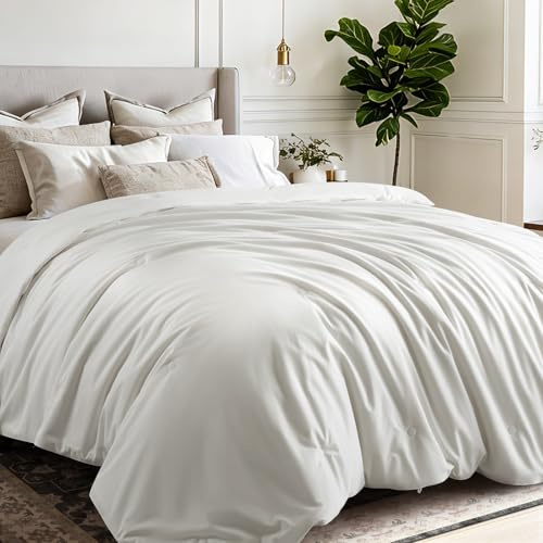 COHOME Queen 100% Mulberry Silk/Comforter/Quilt/Duvet Insert - 300gsm Filling Warm Comforter, 100% Cotton Cover, Breathable, Skin-Friendly, 8 Corner Ties,White（ Extra Warm ） 88x88 Inches