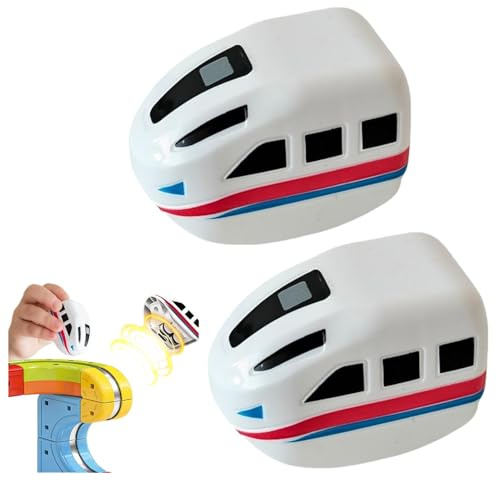 2 Pack Replacement Electric Train Cars, USB Rechargeable Add-On for Electric Train Set Tracks, Electri-c TRAI-n Set Flexible Race Track, Cannot Operate Alone,Tracks & Cable Not Included