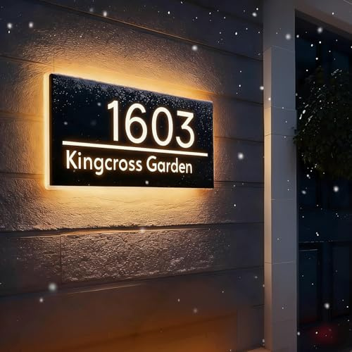 Plaques de numéro de maison lumineuses à LED personnalisées, étanches et lumineuses pour l'extérieur, panneau d'adresse lumineux en acrylique, plaques de numéro de porte pour mur, maison, jardin, cour