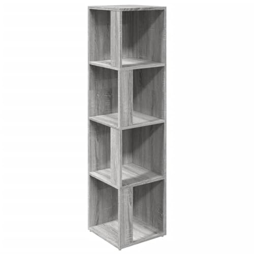 Ecklagerschrank, Freistehendes Vertikales Eckregal mit Offenen Fächern, Modernes Drehregal aus Holzwerkstoff für Wohnzimmer, Schlafzimmer und Heimbüro (33 x 33 x 132 cm)