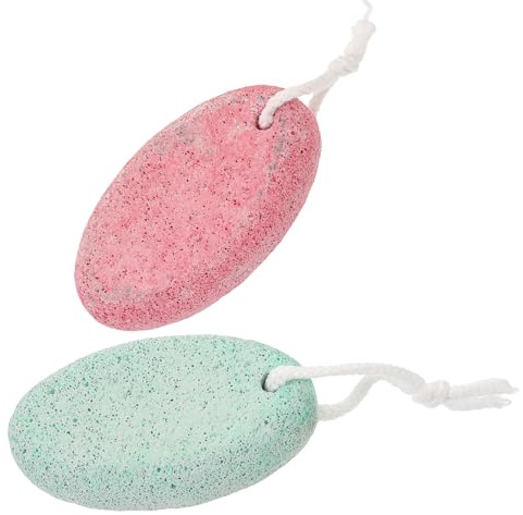 HOMSFOU Pietra Pomice per Piedi Rimuove Calli in Pietra Vulcanica 2 Pezzi con Doppia Superficie Esfoliante con Scatola di Conservazione, Strumento per Pedicure e Pratico Colore Casuale