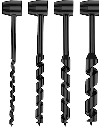 4 Pcs Hand Auger Wood Drill, Heavy Duty Steel Scotch Eye Wood Auger Manual Hand Drill Bit Bushcraft Survival Tools for Camping,Outdoor,Hiking,Woodworking