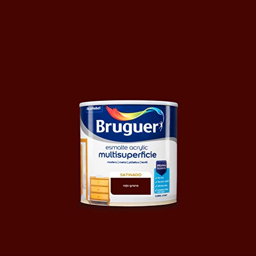 Bruguer Acrylic Multisuperficie Esmalte al agua Satinado Rojo Grana 250 ml