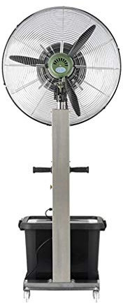 Ventilatore Oscillante a Piantana Umidificator Ventilatore da pavimento in acciaio inox oscillante regolabile con nebulizzazione silenziosa Aggiungi acqua fabbrica Refrigerazione Regolazione 3 Regolaz