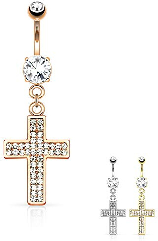 Treuheld® | Bauchnabelpiercing mit Kreuz | 3 Farben