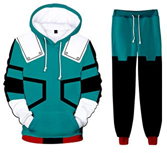 Seaehey Anime Cosplay Hoodie Sweatshirt Sweatpants Pullover Green Jacket Pants Set Battle Suit Outfit Halloween Cosplay Costume