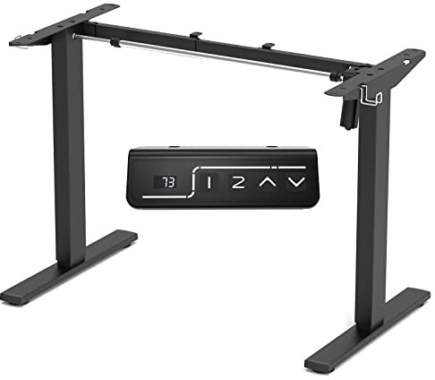 ERGOMAKER Höhenverstellbarer Schreibtisch Gestell mit Memory-Funktion und Soft-Start/Stop, 2-Fach-Teleskop Höhenverstellbarer Schreibtisch Elektrisch Tischgestell (Schwarz)