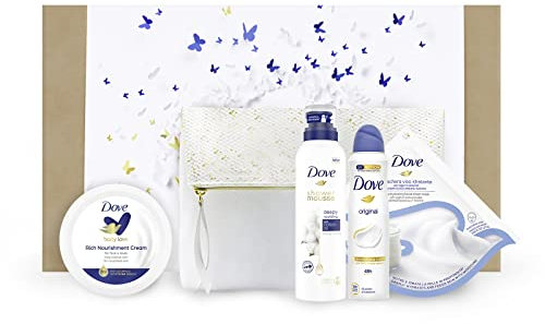 Donde Estuche Mosturizing Beauty Rutina: Espuma de ducha, aceite de algodón, mascarilla hidratante, crema Dove Body Love facial y antitranspirante Original