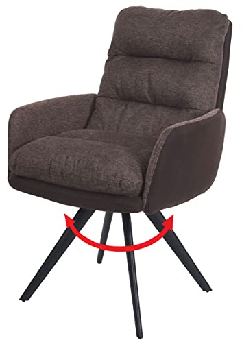 Mendler Esszimmerstuhl HWC-G66 Stoff - braun-Dunkelbraun, mit Armlehne | Küchenstuhl, Stuhl, drehbar Auto-Position, MVG, Textil