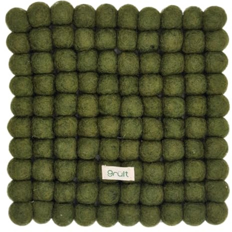 Grölt Handgjorda Underlägg, Dryckesmattnar Med Filtkulor Från Nepal | Kvadratisk, 20 Cm, Set Om 1 | För Koppar, Stekpannor, Vaser | Fair Trade, Eco-Friendly | Värmebeständig, Halkfri