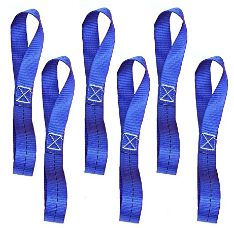 6 Stück Befestigungsschlaufen, 25 x 400 mm, weicher Schlaufen-Spanngurt, robuste Nylon-Spanngurte für ATV, UTV, Motorrad – Blau
