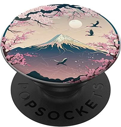 Japonais Sakura Garden Geisha Mont Fuji Fleur de cerisier PopSockets PopGrip Adhésif