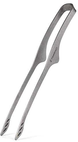 BBQ Tongs,QISUO Titanium Tongs 9.2 Inch Lightweight BBQ Grill Tongs Clip Outdoor Camping Backpacking Hiking Cookware