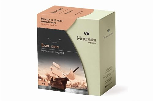 Meridiani® | Tè Nero Earl Grey | Tè Nero & Bergamotto Sfuso | Earl Grey Tea in Foglie - 80 Gr | Earl Grey Morbido e Bilanciato