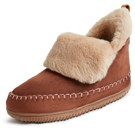 Dearfoams Women's Alpine Moritz Outdoor Arch Support House Shoe Bootie Slipper, Potting Soil, 8-9