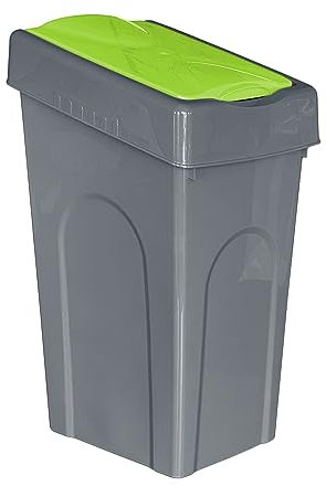 FINE STAR Plastic 50L Litre Kitchen Home Recycle Recycling Bin Office Rubbish Trash Waste Dustbin With Lid (Green)