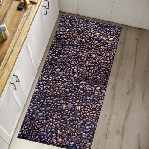 Mazovia Teppich Küche 80x300cm Braun Kaffee Stilvoll rutschfest Wetterfest | Teppich für Wohnzimmer Schlafzimmer Esszimmer Büro Maschinenwaschbar Pflegeleicht Tierfreundlich Kurzflor Gummiunterseite
