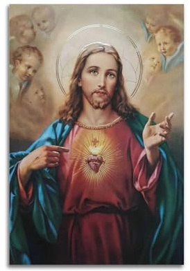 DATOZA Poster decorativo da parete con il Sacro Cuore di Gesù, stampa artistica su tela, poster decorativo moderno per camera da letto, 30 x 45 cm