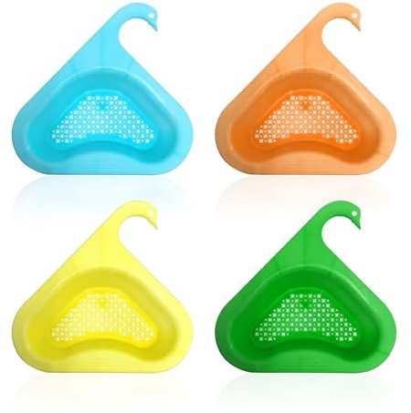 4 cestas de drenaje, cesta de drenaje triangular, cesta de drenaje multifuncional, estante de drenaje para fregadero, suministros de cocina, cesta de drenaje colorida, adecuada para el hogar,