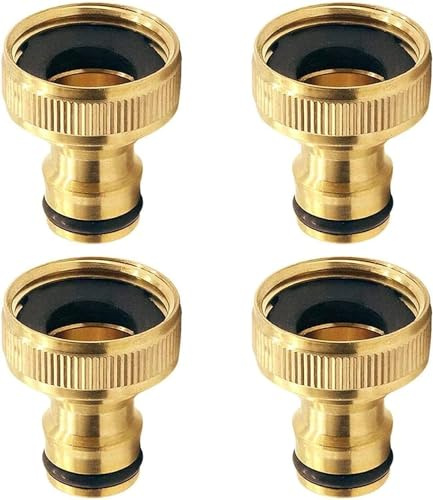 Tesmotor 3/4 Zoll Innengewinde Messing-4 Stück Messing Schlauchanschluss, 3/4 Zoll Gartenschlauch Schnellkupplung Adapter
