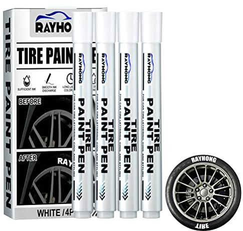 Penna Pennarello di Vernice Pneumatico Bianco Impermeabile Tracciamento Graffitis Resistente allo Scolorimento per Striscia Cuscinetto in Gomma Auto con (1) tiro paint
