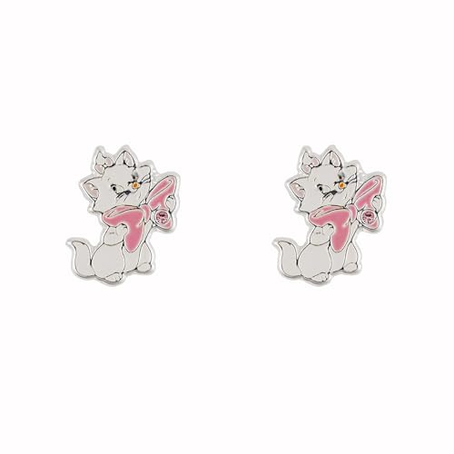 Disney Aristocats Marie - Pendientes chapados en plata, talla única, Chapado en plata, Sin piedra preciosa