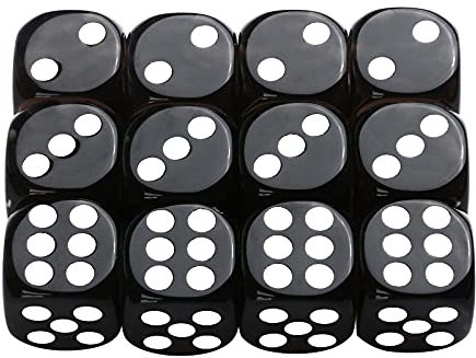 GWHOLE 12 Stück Würfel Set 6-Seitig, 16 mm, Würfel Set Spielwürfel Flüsterwürfel Dice Set mit abgerundeten Ecken Würfelkönig für Würfelspiele Tischspiele, Grau