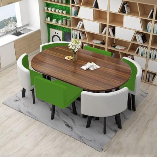 Oval Esstisch mit 6 Stühlen Set for Küche, Esszimmer, Oval Couchtisch Konferenztisch Meetingtisch, Küchentisch mit Stühlen for 6 Personen(1)