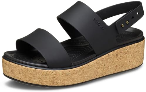 Crocs Brooklyn Cork Low Wedge, Sandali Donna, Nero, 37/38 EU