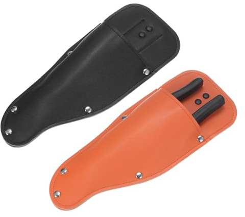 M METERXITY 2-Pack Funda para Tijeras de Jardín, Funda de Cuero Portátil para Tijeras de Podar y Alicates para Cinturón, Estuche de Cuero para Tijeras de Jardín [Negro/Naranja]