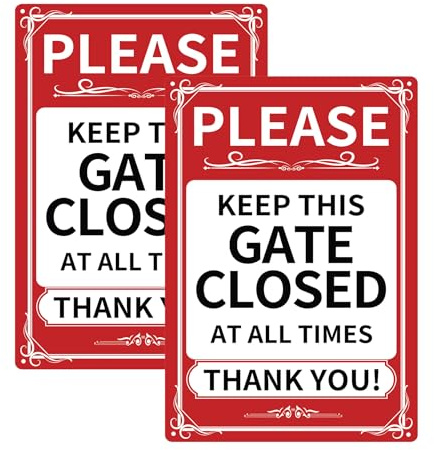 2 Pack Please Keep This Gate Closed At All Times Sign 20 x 30 x 0.1 cm | Metal Warning Please Keep This Gate Closed Sign
