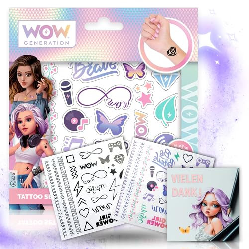 Wow Generation Tattoo Set: 50 Designs (Farbe & Schwarz-Weiß) + E-Book zum Zeichnenlernen – Kreative Tattoos für Kids & Teens!