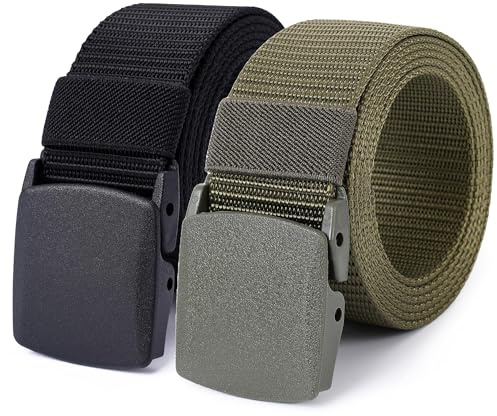 Frogetu 2 Stück Gürtel Herren Arbeitsgürtel Herren Unisex Gürtelstoffgürtel Herren Nylon Canvas,Verstellbarer Belt für Arbeit und Reisen,Schneller Pass durch die Flughafensicherheit