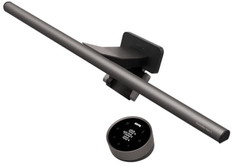 BenQ ScreenBar Halo 2 – LED Monitorlampe mit kabellosem Controller, blendfreiem Licht, einstellbarer Helligkeit und Farbtemperatur, augenschonend, USB-betrieben