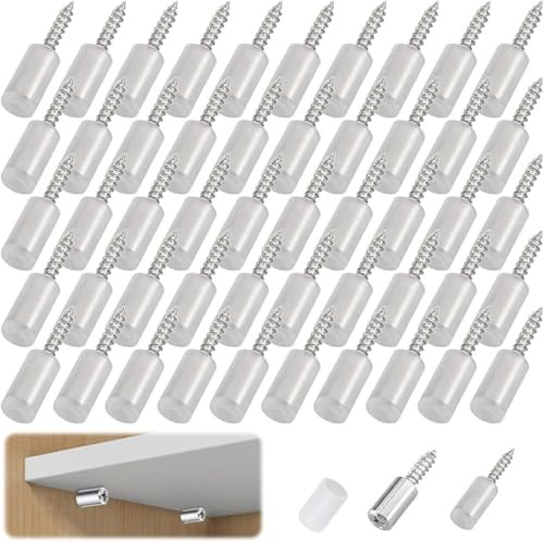 Selbstschneidende Schrauben für Schrank, Laminat, Heringe mit rutschfester Hülse, für Küchenschränke, Regalstifte für Küchenmöbel, Bücherregal, Schrank, Regal-Heringe und Stifte, silberfarben, 10
