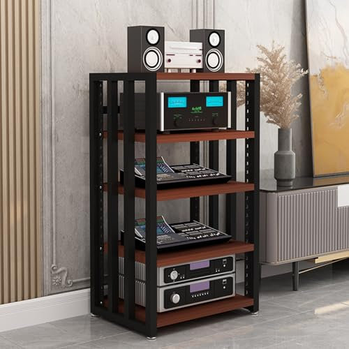Sala de estar almacenamiento medios gabinete，mueble tocadiscos，mueble hifi rack，Mueble hifi，gabinete estéreo de madera estante de audio，mueble equipo hifi con ruedas，Gabinete Almacenamiento Medios(Bla