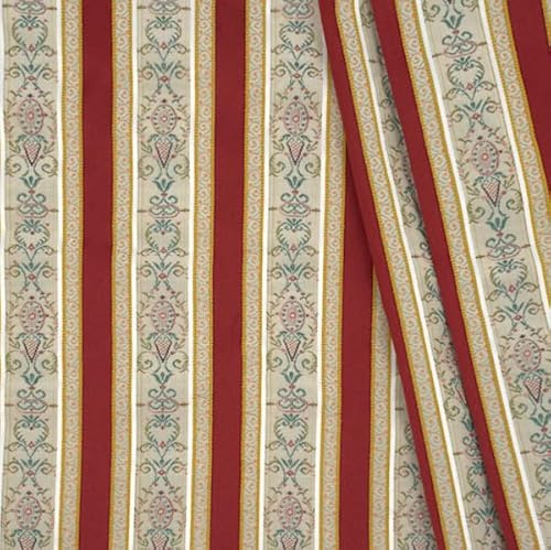 STOFFKONTOR Jacquard Dekostoff Meterware zum Nähen, Farbe Rot- 140 cm Breit, 50% Baumwolle, 50% Polyester, Eleganter Stoff mit Biedermeier Streifen 310g / Lfm von Vorhängen, Dekorationen uvm.
