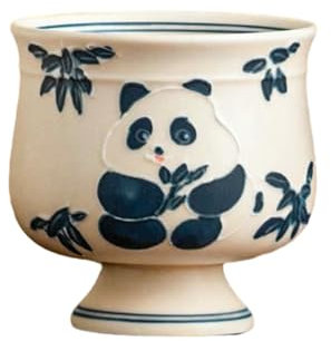 61Ml/2oz hand-painted panda ceramic high-foot ring cup, high-end household tea cup - high-foot ring cup [simple]