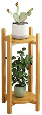 DECORN Plant Stand for Indoor Outdoor, Tall Bamboo Plant Shelf Rack for Multiple Flower Pots, Modern Style Plant Table Holder for Patio Porch Living Room Balcony Corner,Natural,2 Tier 66cm/26 H